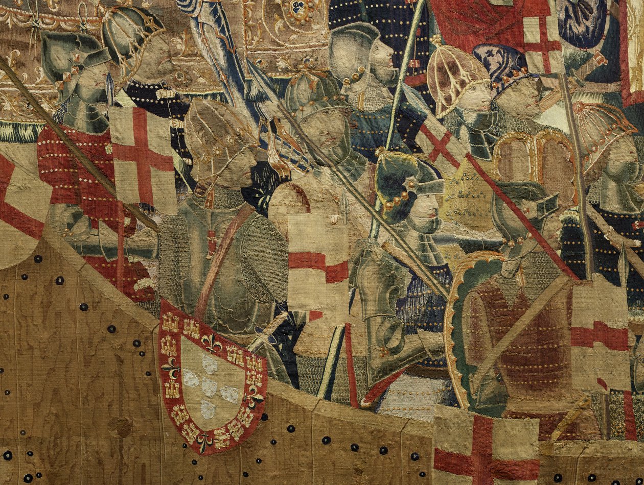 Tapet som viser erobringene av kong Alfonso V av Portugal (Conquistas de Alfonso V de Portugal), Tournai. Detalj. (Ull og silke) av Flemish School