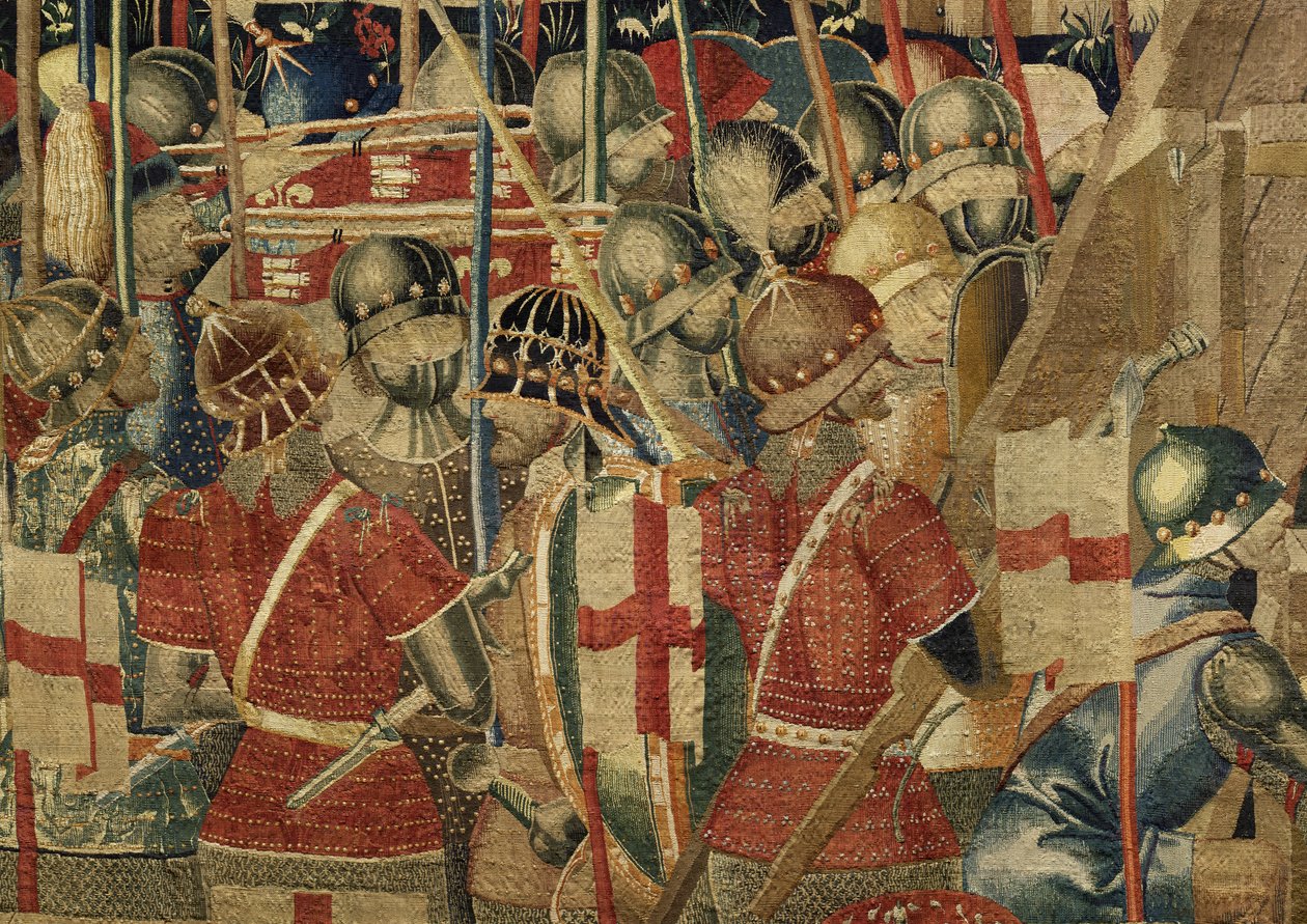 Tapet som viser erobringene av kong Alfonso V av Portugal (Conquistas de Alfonso V de Portugal), Tournai. Detalj. (Ull og silke) av Flemish School