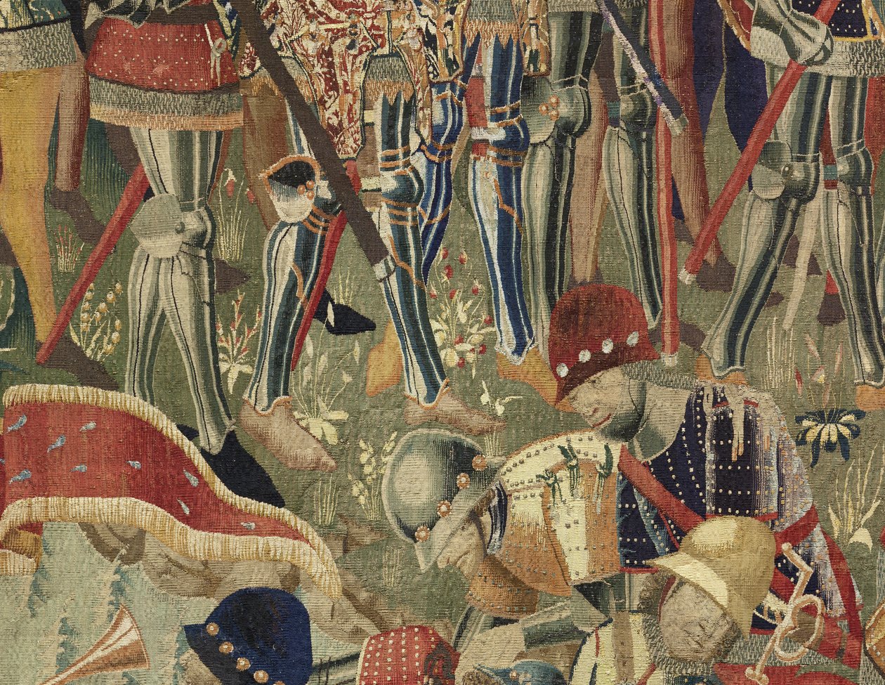 Tapet som viser erobringene av kong Alfonso V av Portugal (Conquistas de Alfonso V de Portugal), Tournai. Detalj. (Ull og silke) av Flemish School