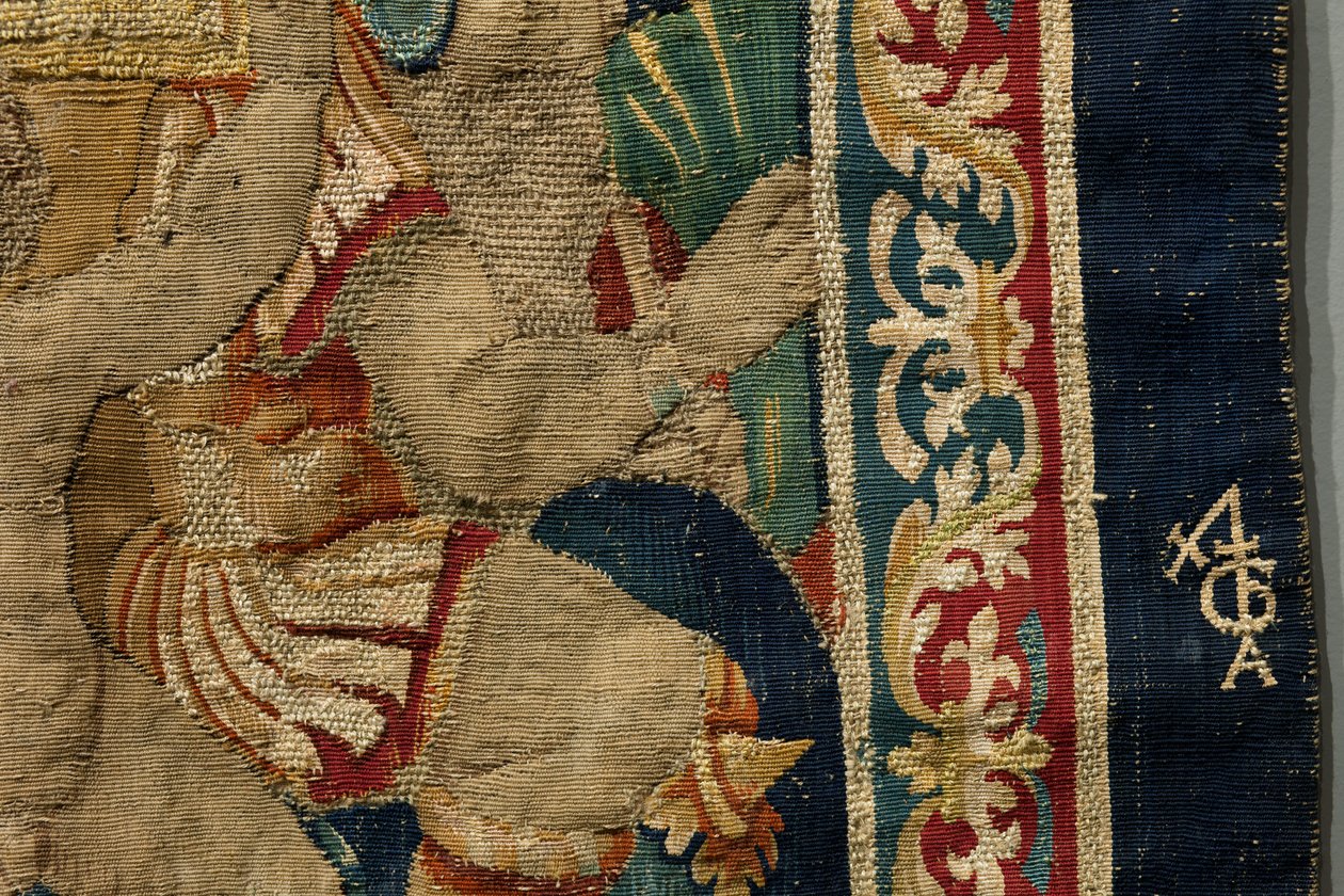 Tapet som viser erobringene av kong Alfonso V av Portugal (Conquistas de Alfonso V de Portugal), Tournai. Detalj. (Ull og silke) av Flemish School