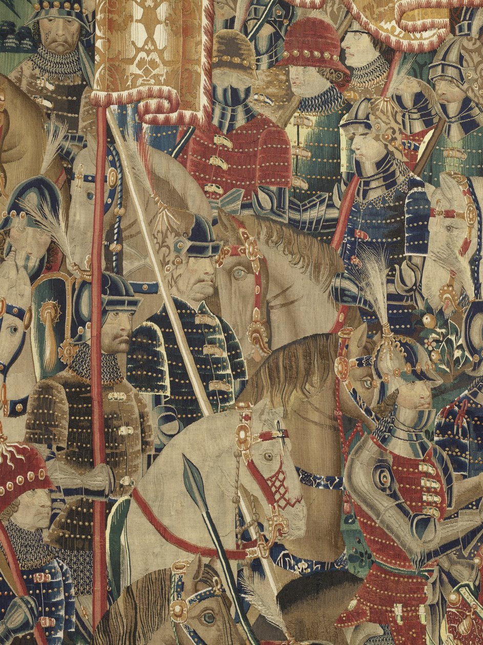 Tapet som viser erobringene av kong Alfonso V av Portugal (Conquistas de Alfonso V de Portugal), Tournai. Detalj. (Ull og silke) av Flemish School