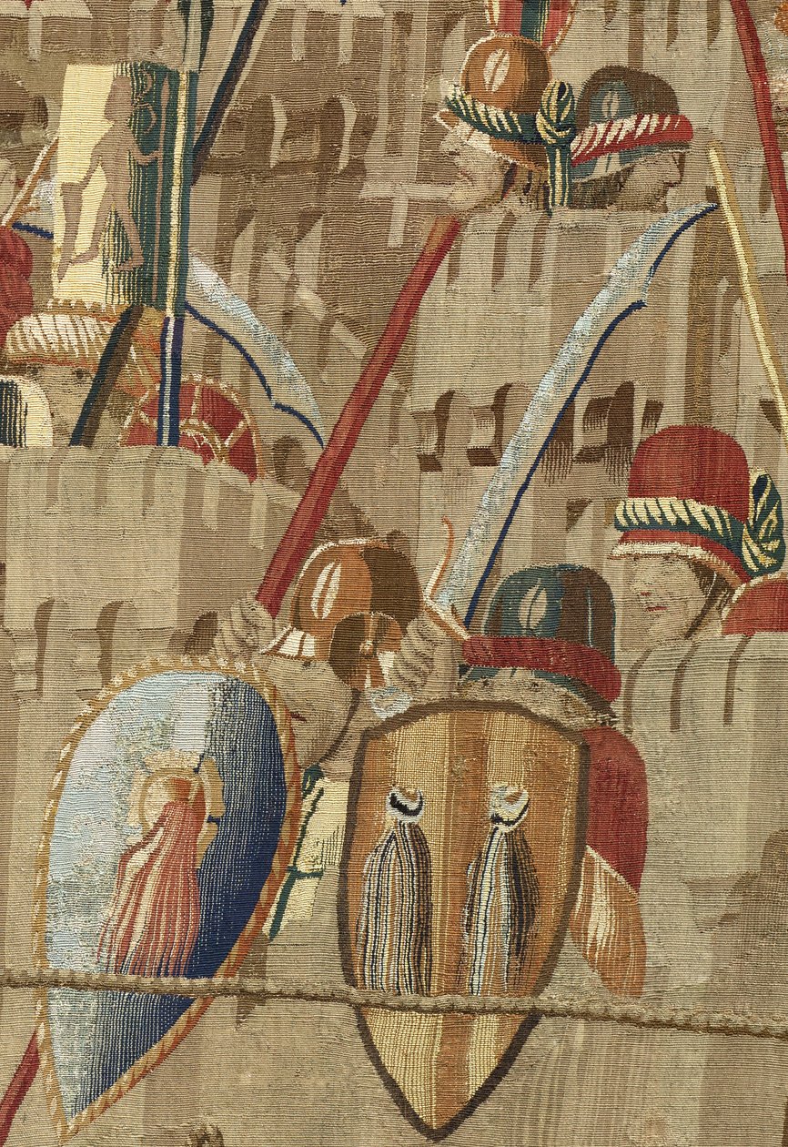 Tapet som viser erobringene av kong Alfonso V av Portugal (Conquistas de Alfonso V de Portugal), Tournai. Detalj. (Ull og silke) av Flemish School