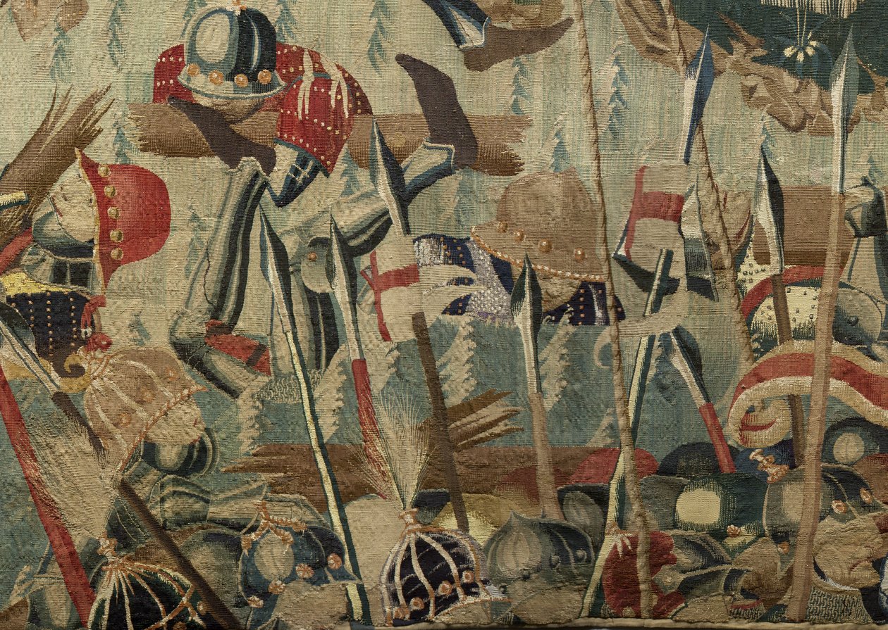 Tapet som viser erobringene av kong Alfonso V av Portugal (Conquistas de Alfonso V de Portugal), Tournai. Detalj. (Ull og silke) av Flemish School