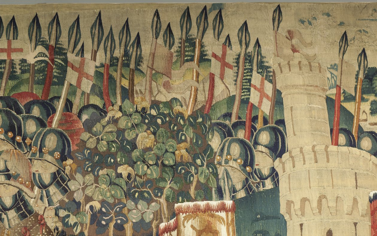 Tapet som viser erobringene av kong Alfonso V av Portugal (Conquistas de Alfonso V de Portugal), Tournai. Detalj. (Ull og silke) av Flemish School