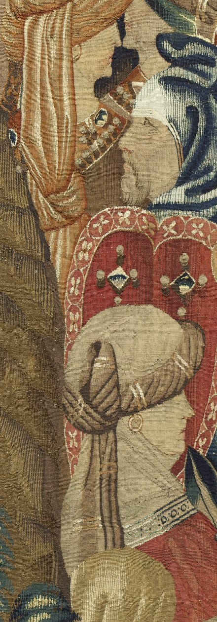 Tapet som viser erobringene av kong Alfonso V av Portugal (Conquistas de Alfonso V de Portugal), Tournai. Detalj. (Ull og silke) av Flemish School