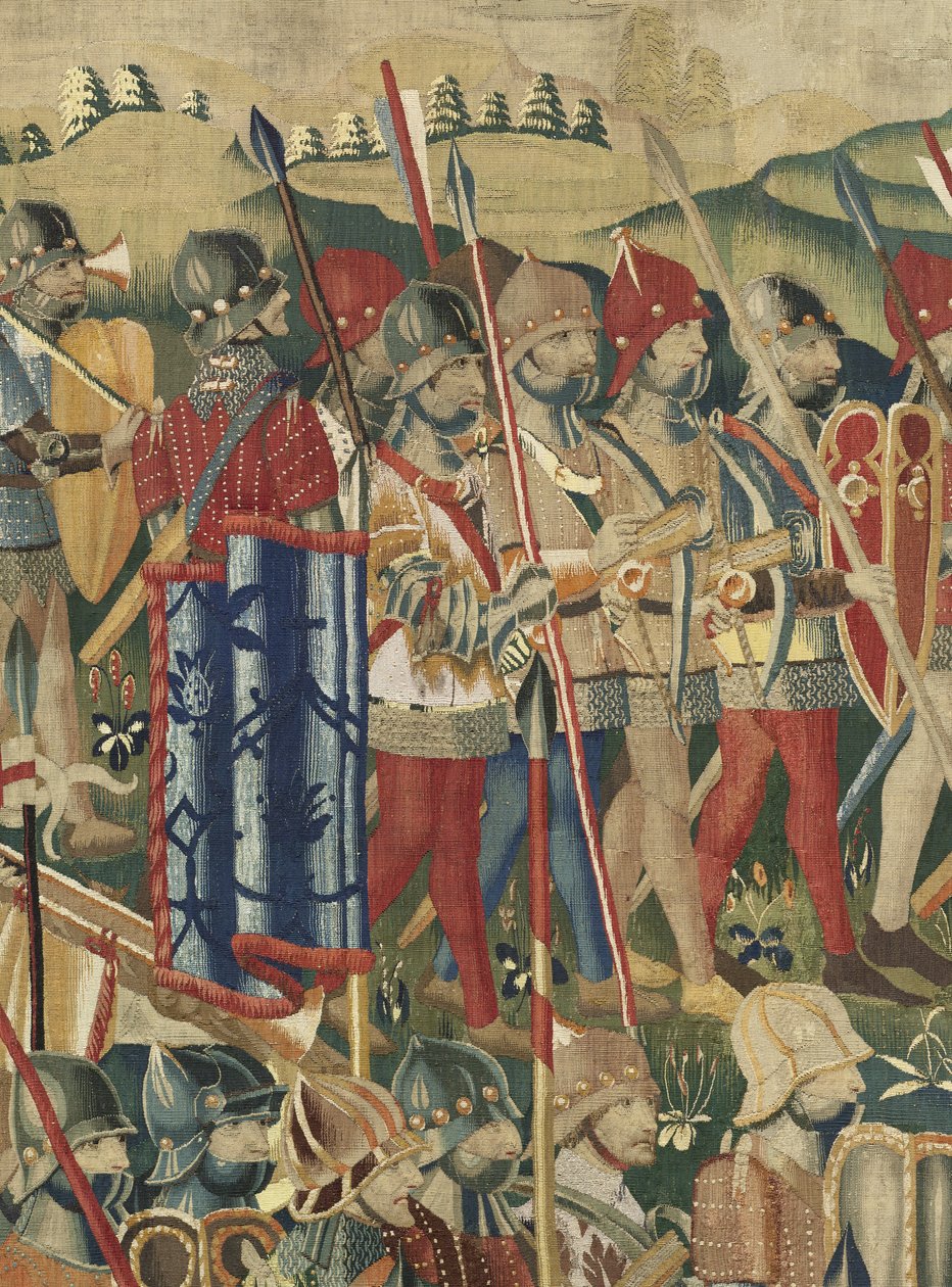 Tapet som viser erobringene av kong Alfonso V av Portugal (Conquistas de Alfonso V de Portugal), Tournai. Detalj. (Ull og silke) av Flemish School