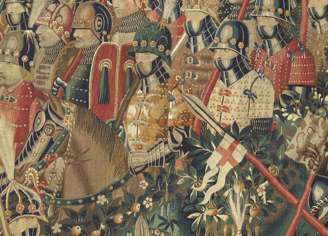 Tapet som viser erobringene av kong Alfonso V av Portugal (Conquistas de Alfonso V de Portugal), Tournai. Detalj. (Ull og silke) av Flemish School