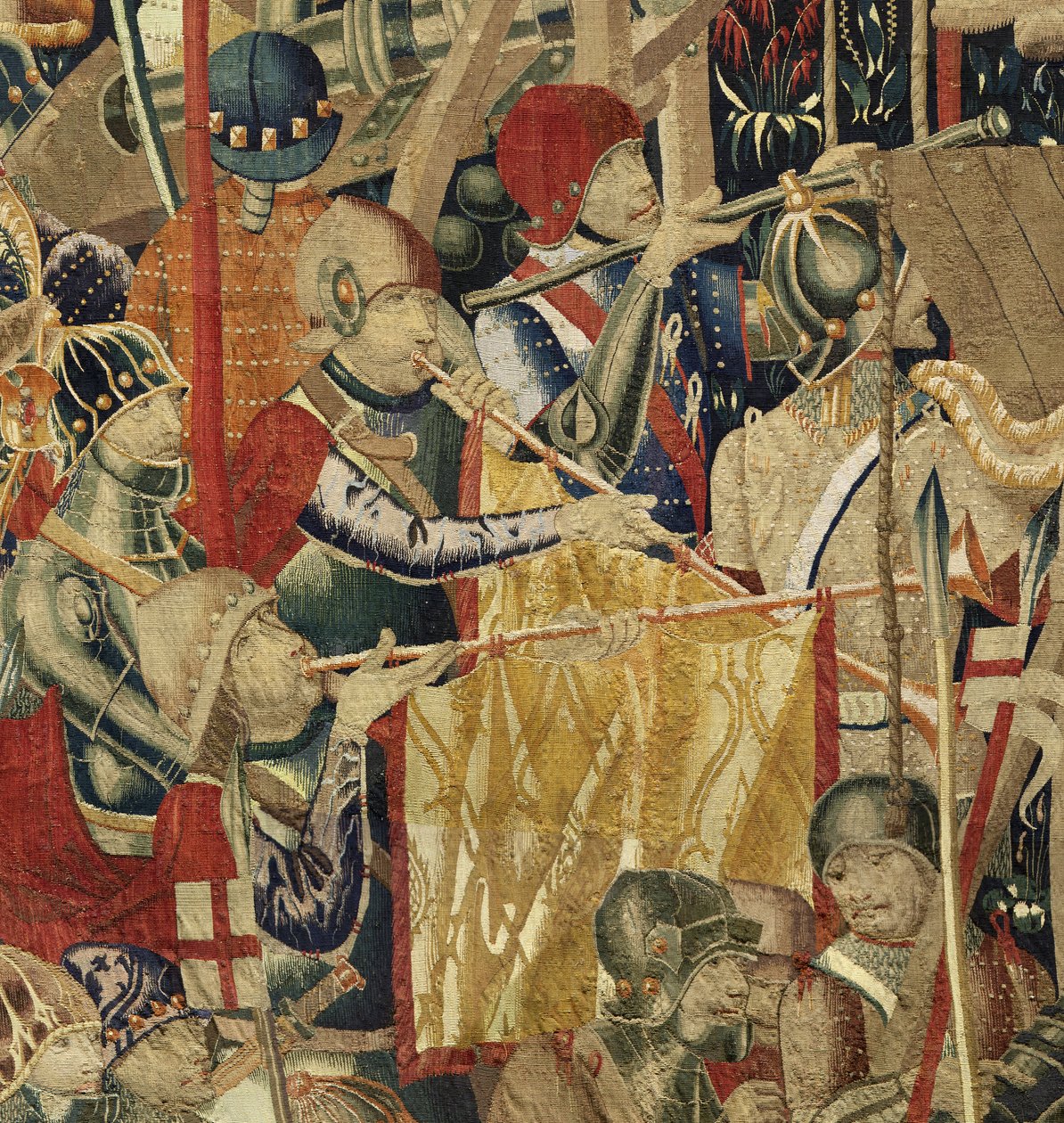 Tapet som viser erobringene av kong Alfonso V av Portugal (Conquistas de Alfonso V de Portugal), Tournai. Detalj. (Ull og silke) av Flemish School