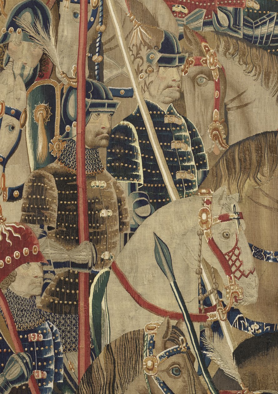 Tapet som viser erobringene av kong Alfonso V av Portugal (Conquistas de Alfonso V de Portugal), Tournai. Detalj. (Ull og silke) av Flemish School