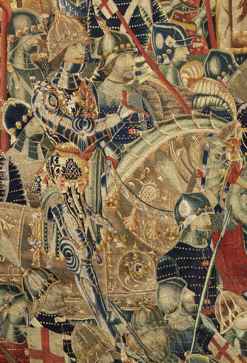 Tapet som viser erobringene av kong Alfonso V av Portugal (Conquistas de Alfonso V de Portugal), Tournai. Detalj. (Ull og silke) av Flemish School