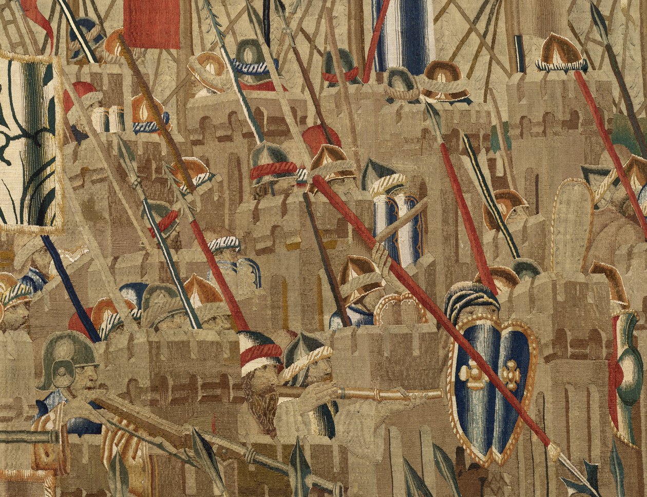 Tapet som viser erobringene av kong Alfonso V av Portugal (Conquistas de Alfonso V de Portugal), Tournai. Detalj. (Ull og silke) av Flemish School