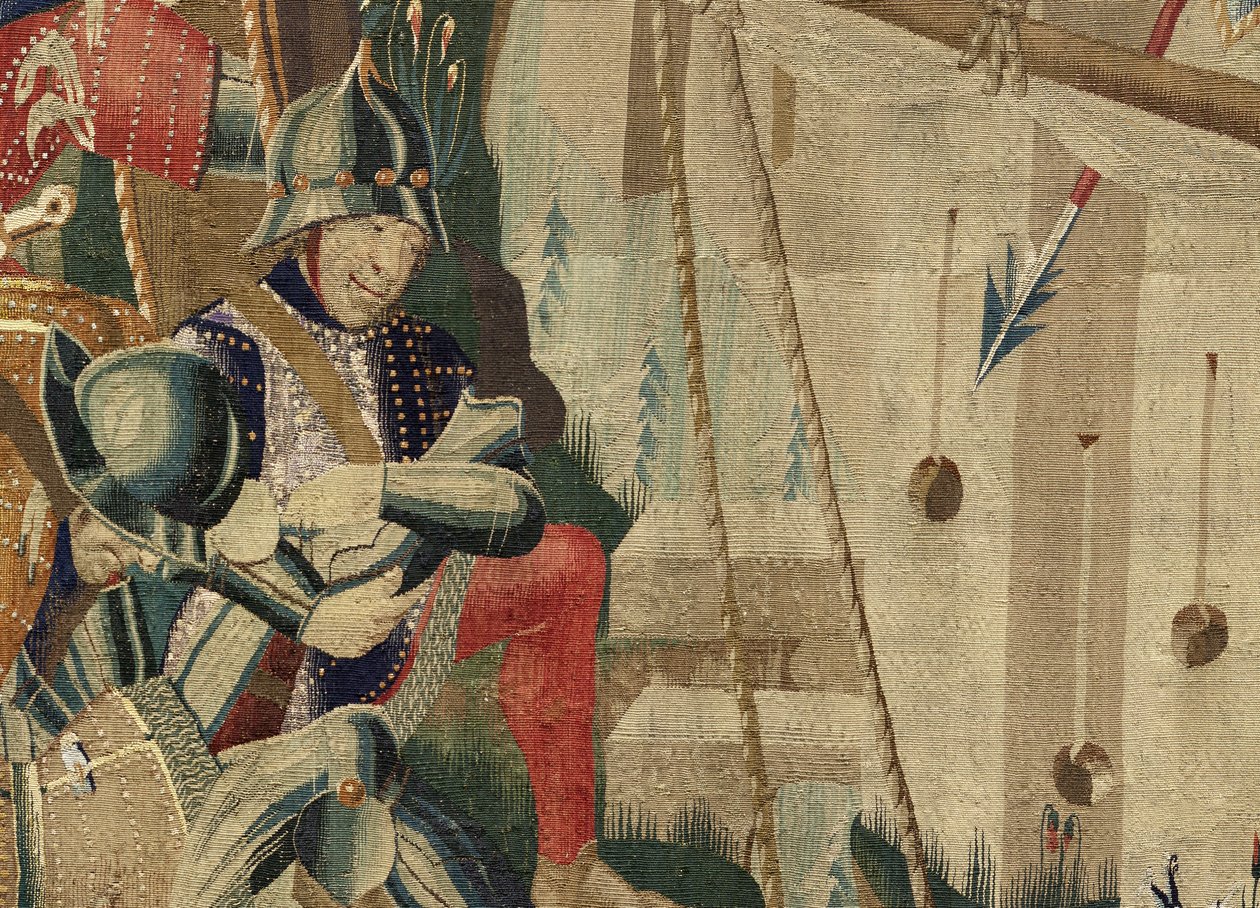 Tapet som viser erobringene av kong Alfonso V av Portugal (Conquistas de Alfonso V de Portugal), Tournai. Detalj. (Ull og silke) av Flemish School