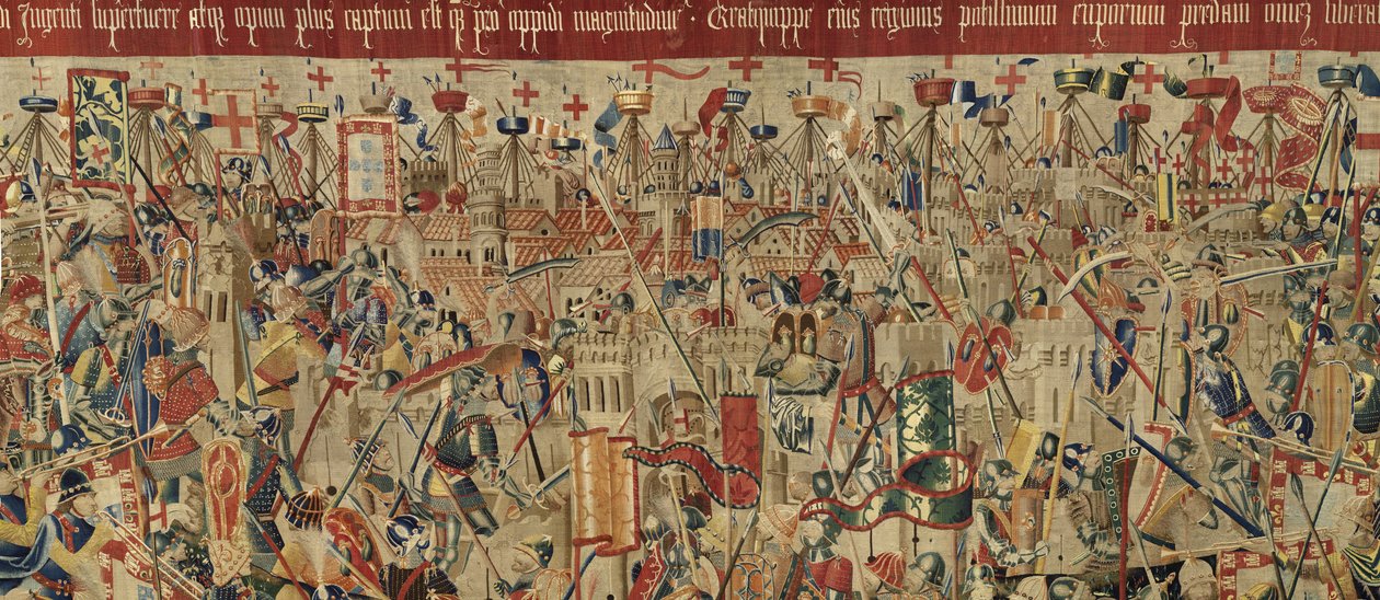 Tapet som viser erobringene av kong Alfonso V av Portugal (Conquistas de Alfonso V de Portugal), Tournai. Detalj. (Ull og silke) av Flemish School