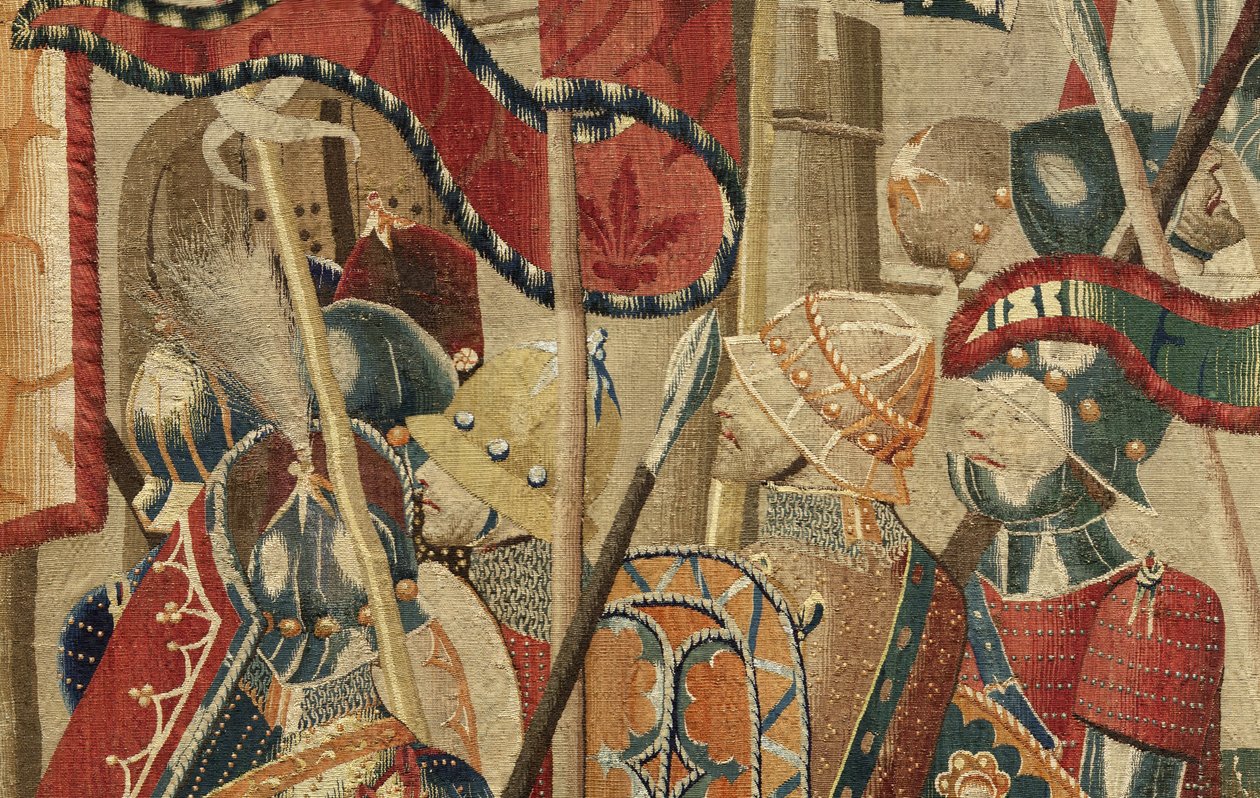Tapet som viser erobringene av kong Alfonso V av Portugal (Conquistas de Alfonso V de Portugal), Tournai. Detalj. (Ull og silke) av Flemish School