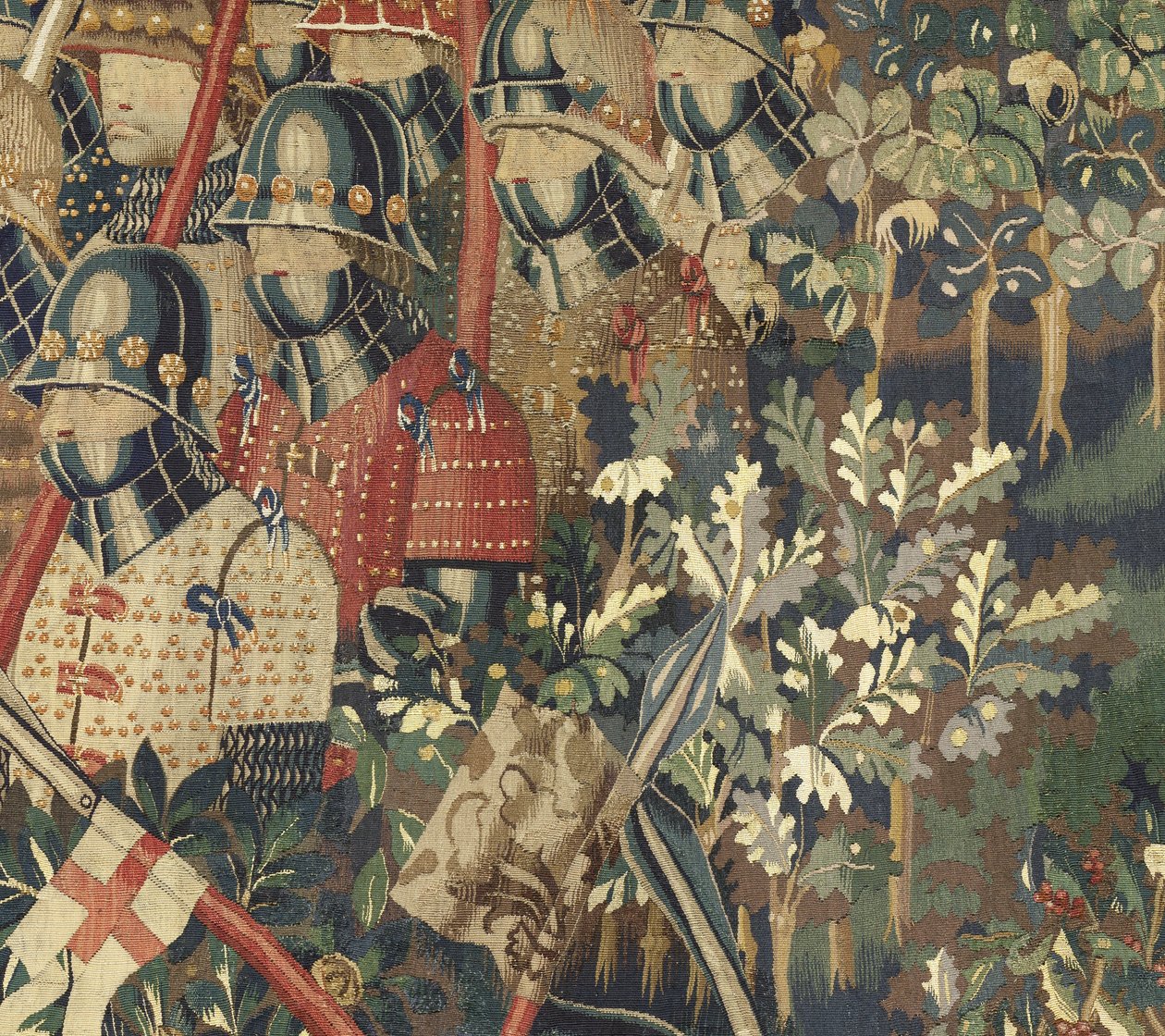 Tapet som viser erobringene av kong Alfonso V av Portugal (Conquistas de Alfonso V de Portugal), Tournai. Detalj. (Ull og silke) av Flemish School