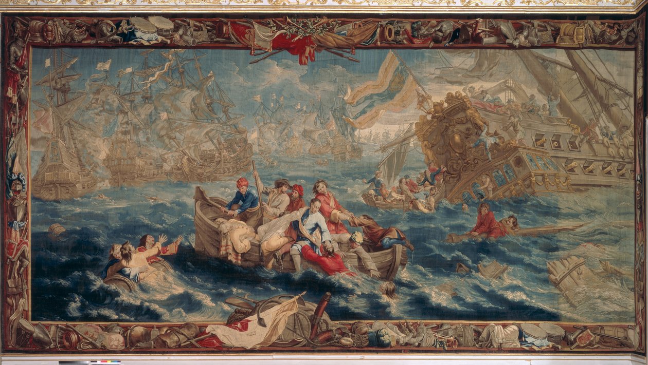 Slaget ved La Hogue, mai 1692, fra The Military Science-serien, Workshop of Judocus de Vos, ca. 1715-24 av Flemish School
