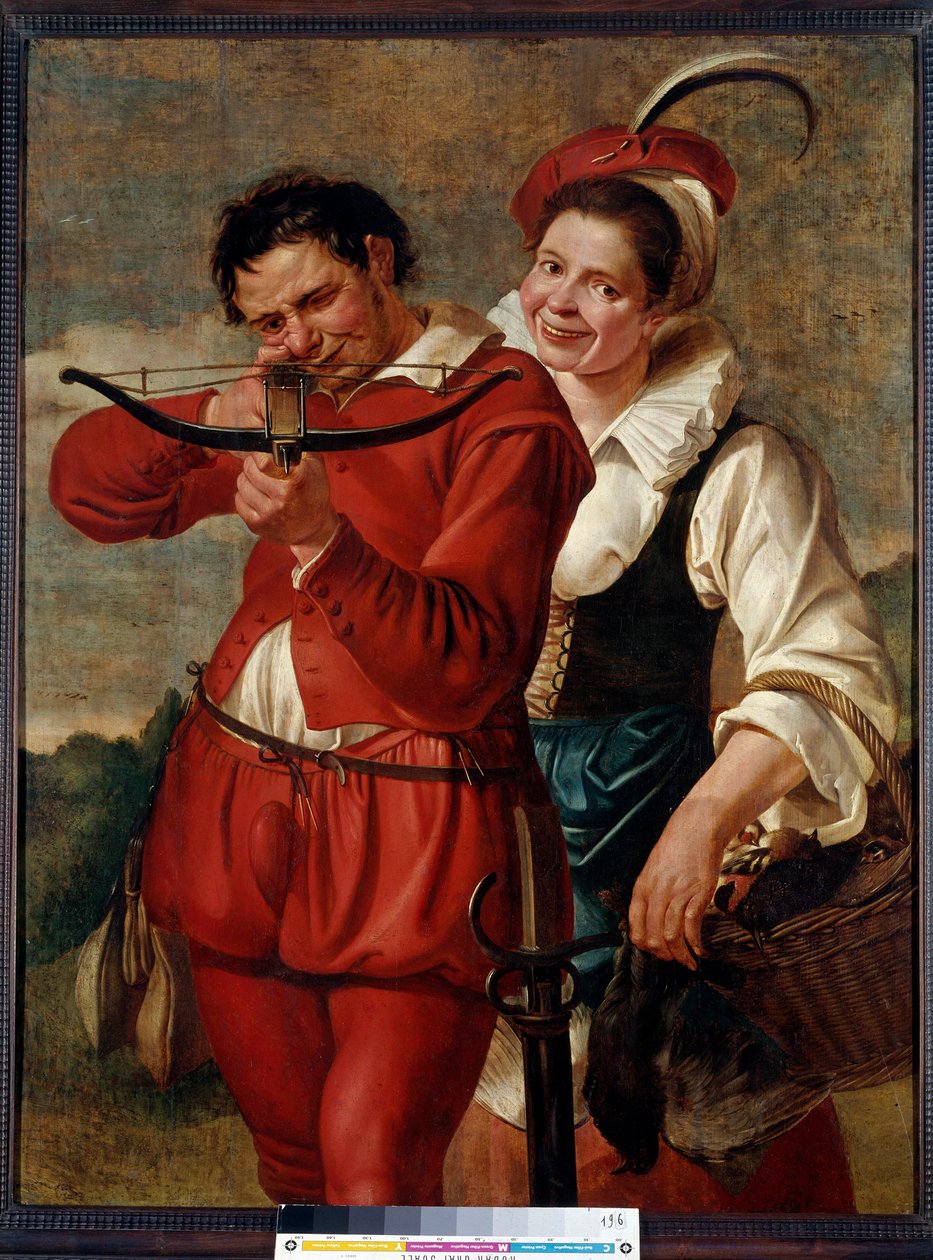 The Crossbow and His Wife-maleriet av Mesteren De Harlem (Frans Hals?) (etter 1610). 17. århundre. Praha, Nasjonalgalleriet av Flemish School