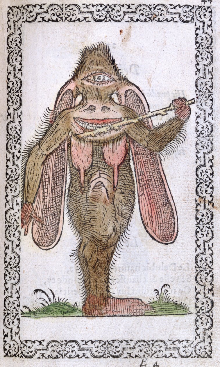 The Cyclops, illustrasjon fra The Habits and Portraits of Almost All Nations and Contemporary Nations av Jean Sluperji, Antwerpen, 1572 (fargetresnitt) av Flemish School