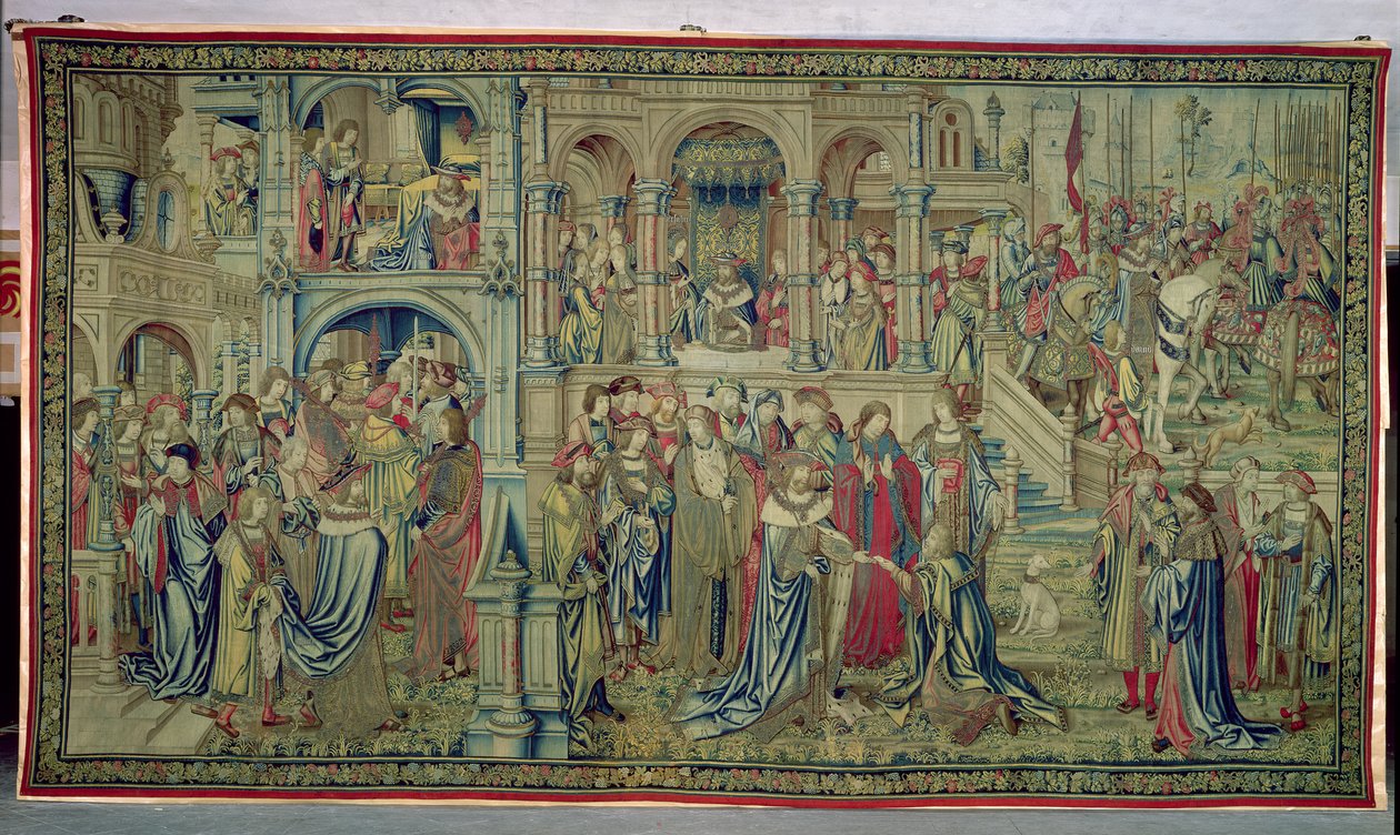 The Death of the Child and the King er lovet seier, Tapestry of David and Bathsheba, ca. 1510-15 av Flemish School