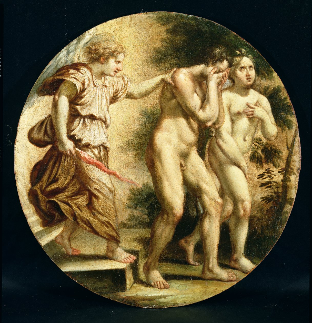 Utdrivelsen fra hagen, ca. 1600 (olje på poppeltrepanel) av Flemish School