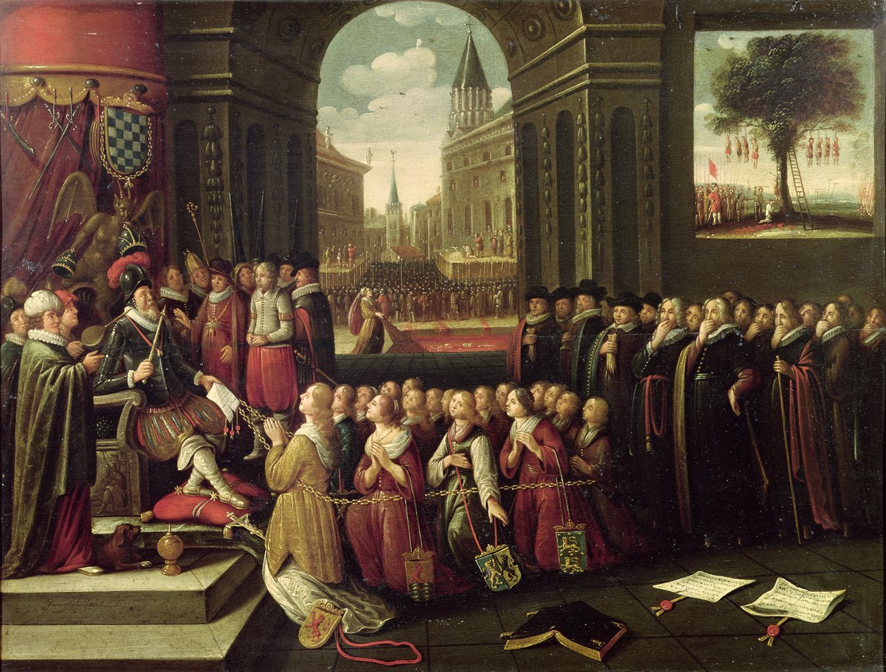 The Tyranny of the Duke of Alba (olje på lerret) av Flemish School