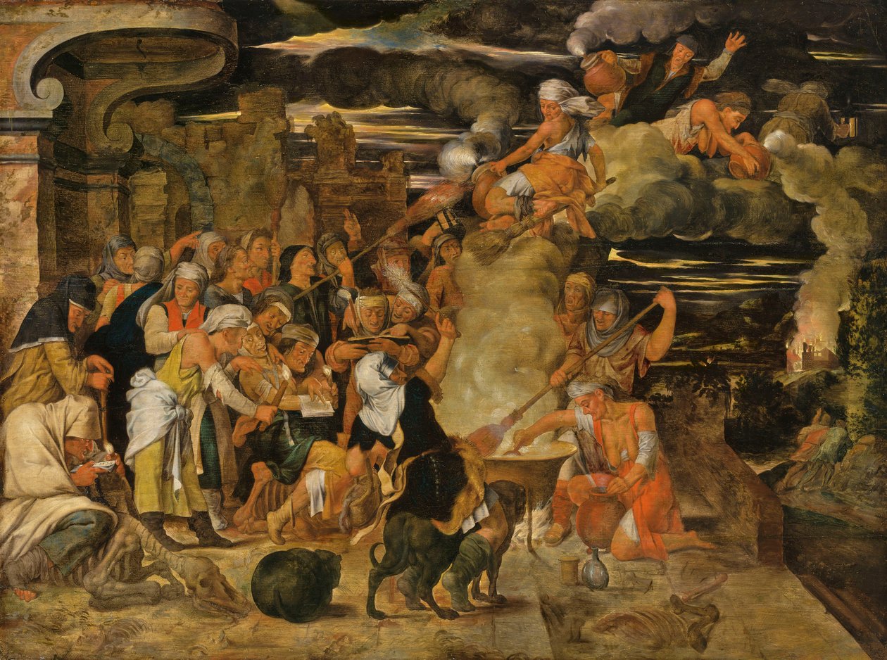 Heksesabbaten (olje på panel) av Flemish School