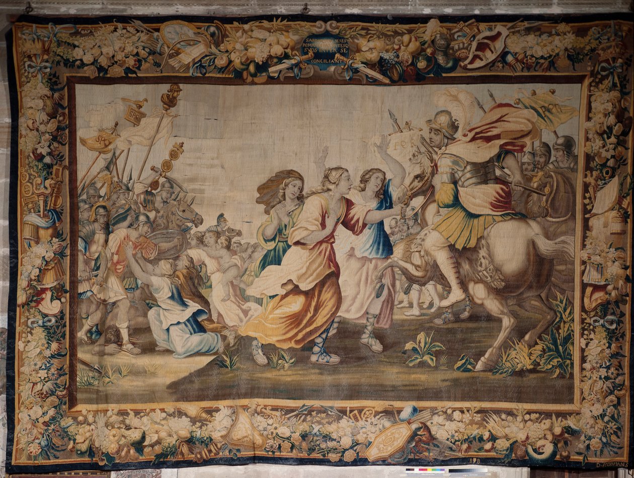 Katedralen (Catedral de Santa María de Sigüenza). Katedralsamlingen. flamsk billedvev. Romas historie (?). Signert: “BB D EGGERMANS. Ian Le Clerc, D Eggermans”. Brussel. Begynner på 1600-tallet. av Flemish School