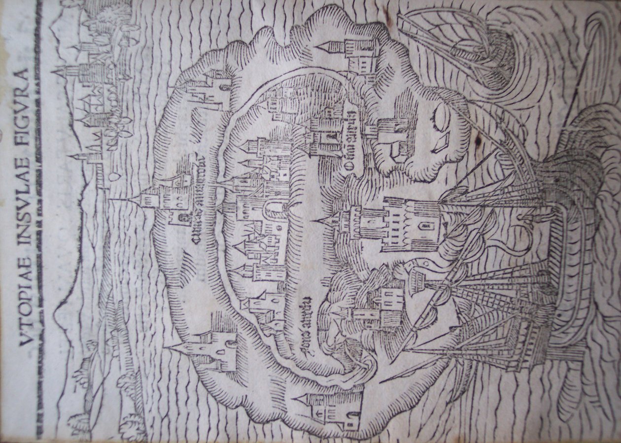 Tittelside til Utopia, av Thomas More, Leuven 1516 av Flemish School