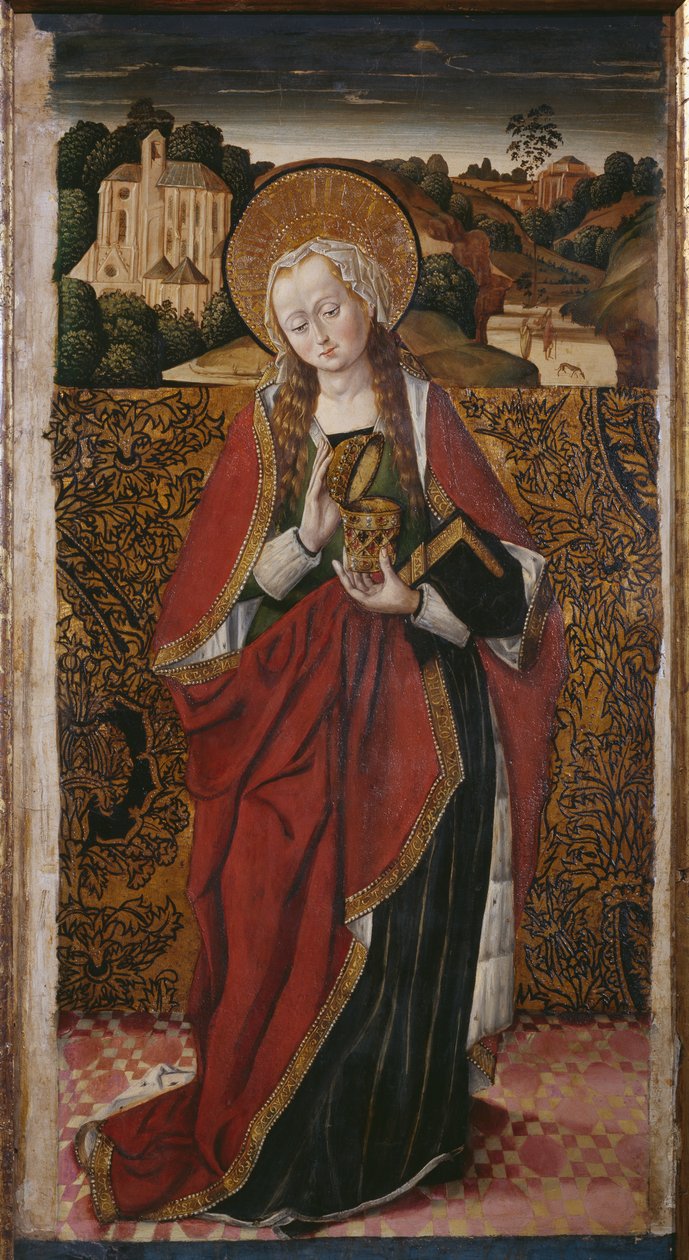 Triptych, St. Mary Magdalene, høyre panel (se også 345909, 345910) av Flemish School