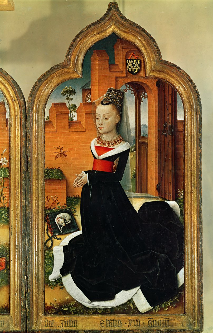 Triptyk av Jean de Witte, høyre panel: Maria Hoose, kone til Jean de Witte, 1473 av Flemish School