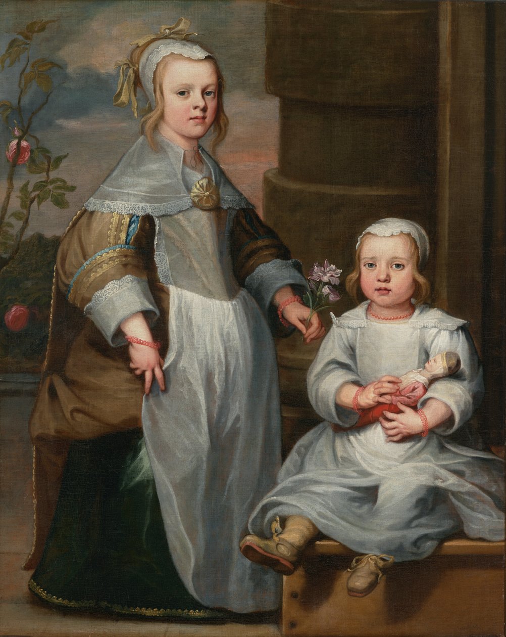 Two Sisters, ca. 1650-60 (olje på lerret) av Flemish School