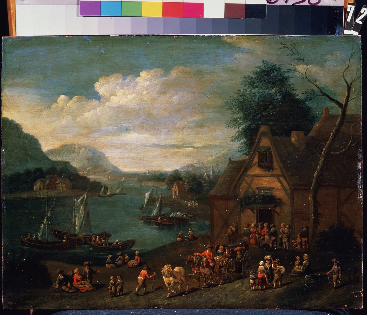 En taverna ved kysten. Maleri av en flamsk mester, olje på tre, 30 x 35 cm. Flamsk skole på 1500-1700-tallet. State Museum Arkhangelskoye Estate, Moskva. av Flemish School