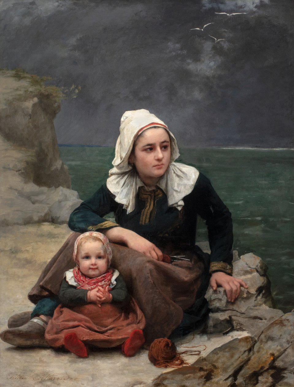 Le Grain (The Squall), ca. 1871-81 (olje på lerret) av Félicie (1831 88) Schneider