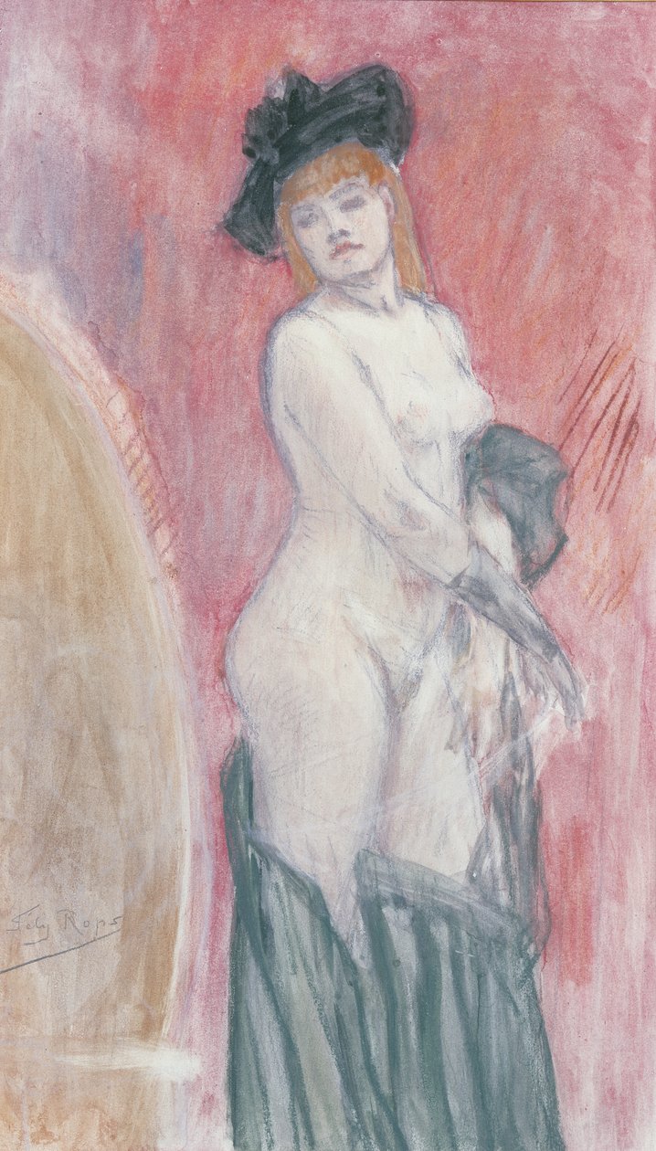 Coquette foran et speil (pastell) av Félicien Rops