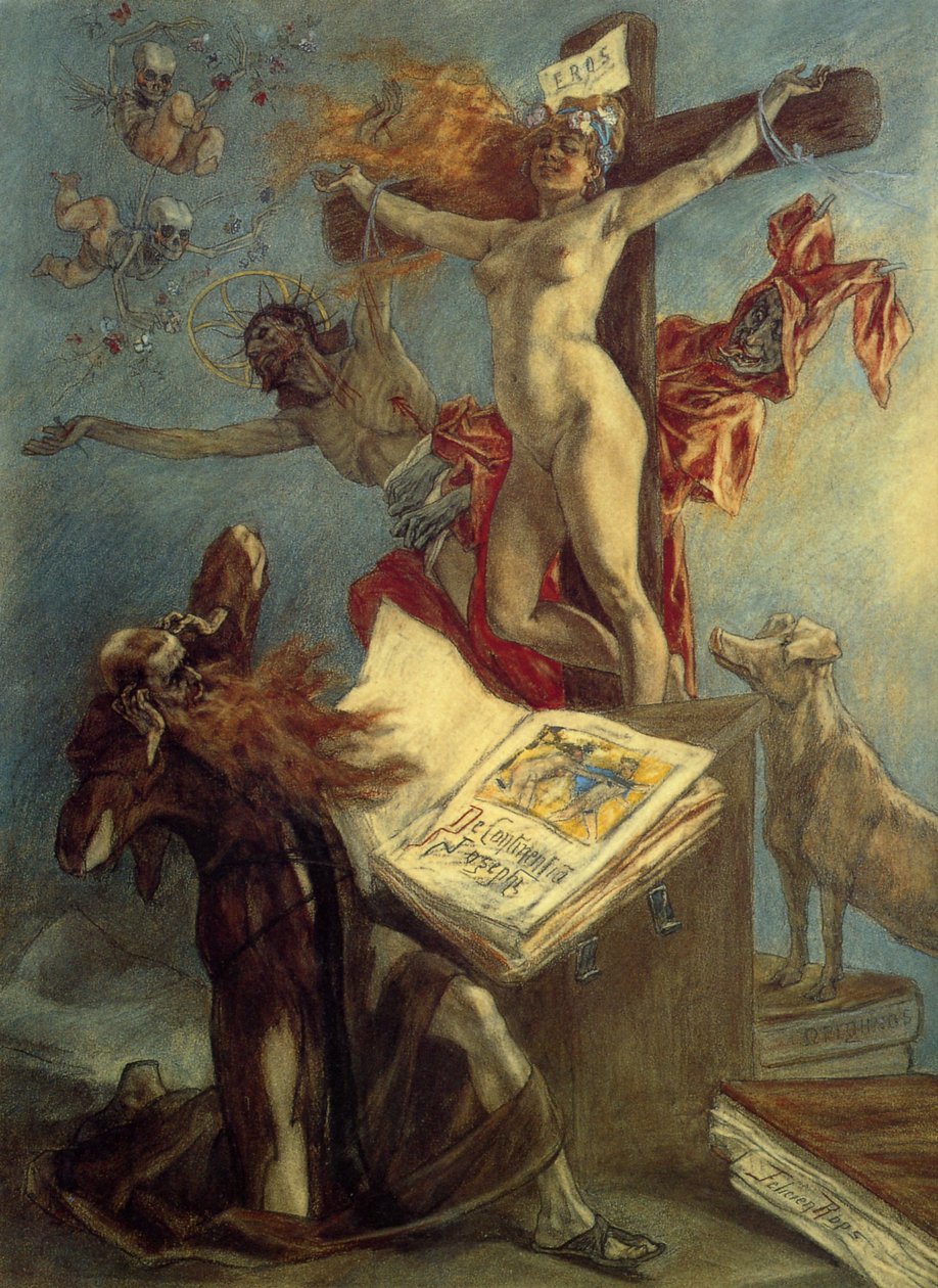 The Temptation of Saint Anthony, pastelltegning av Félicien Rops av Félicien Rops