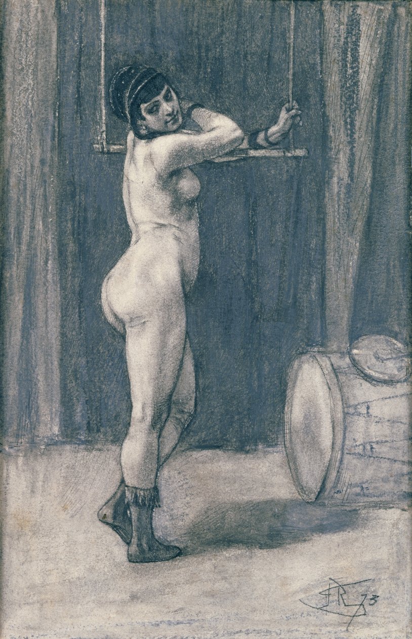 Kvinne med trapes (pastell) av Félicien Rops