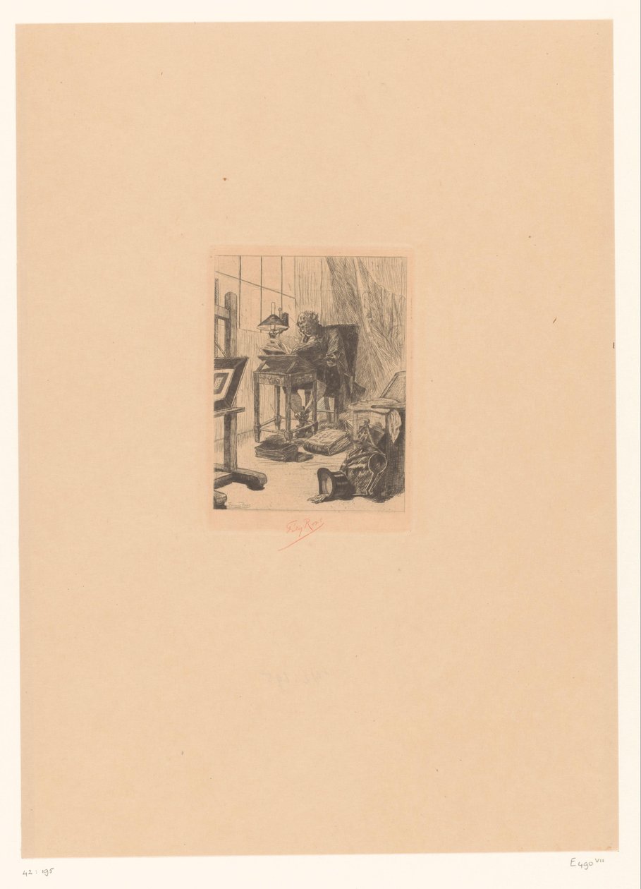 Oude man lest in een studeerkamer Moderne kunst Lese grimoire Bibliophile fra tidligere av Félicien Rops (signed by artist)