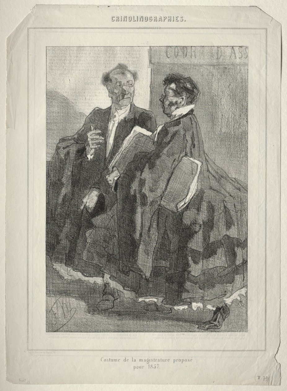 Krinolinografier. Rettsdrakt foreslått for 1857. av Félicien Rops