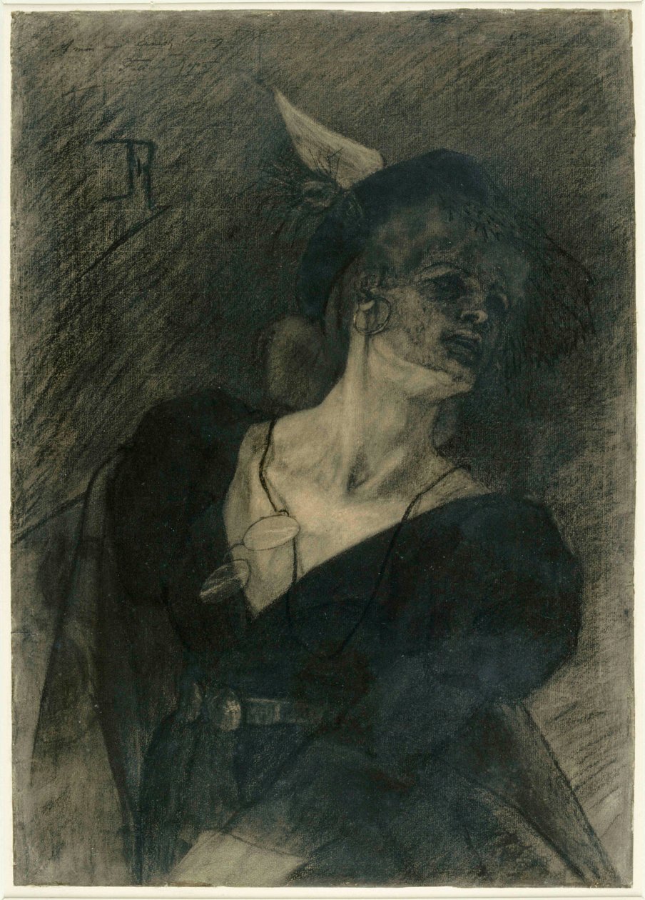 Kvinnen med brillen. Dame med en Lorgnette, ca. 1870. av Félicien Rops