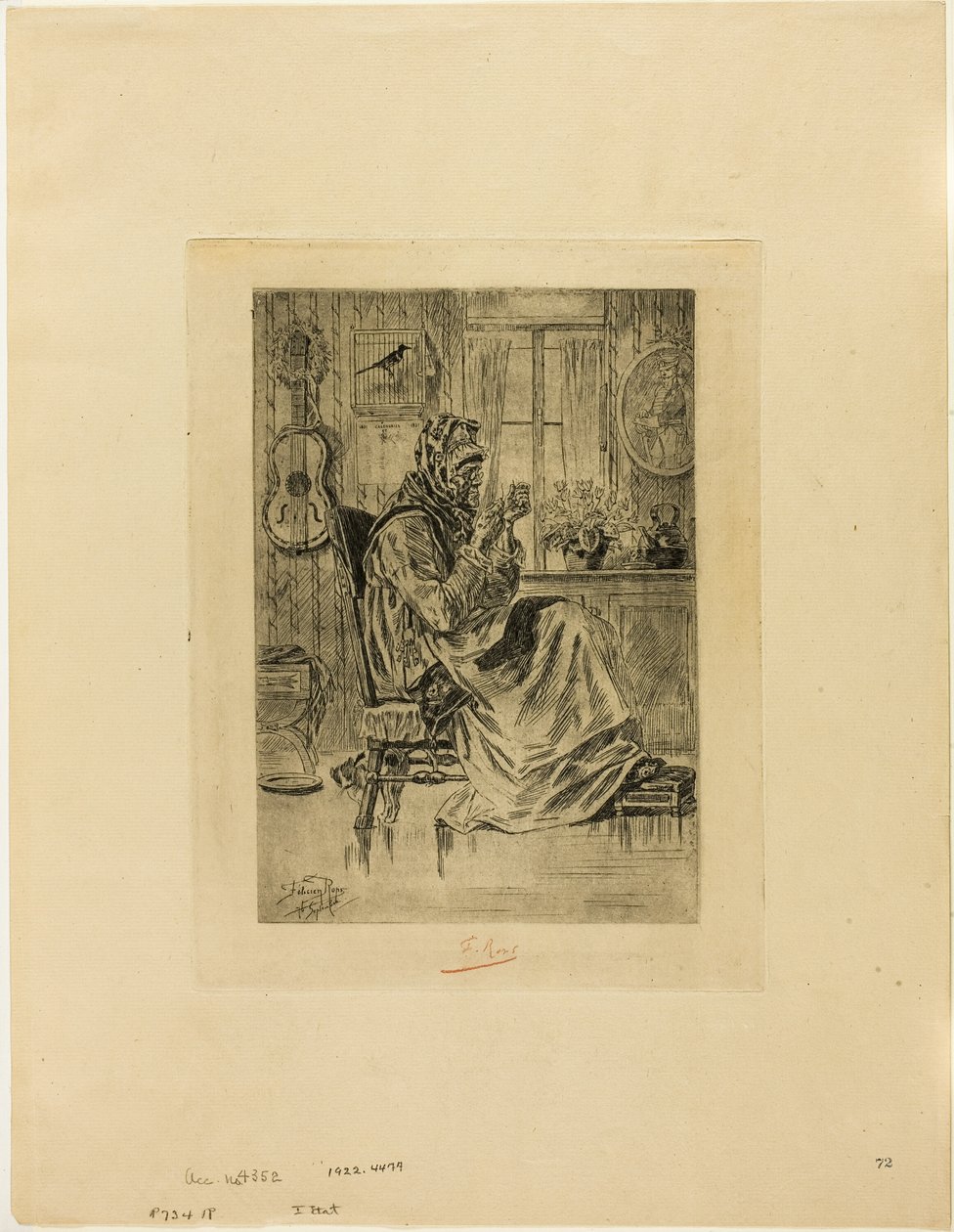 Gammel kvinne med en nål av Félicien Rops