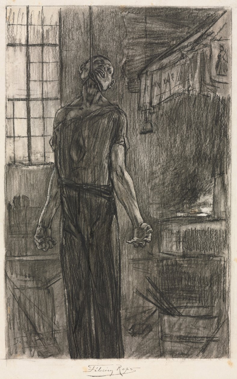 Den hengte mannen i smia, ca. 1880. av Félicien Rops
