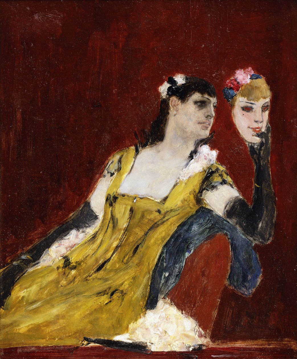 Kvinne med maske; La Femme au Masque, ca. 1888 av Félicien Rops