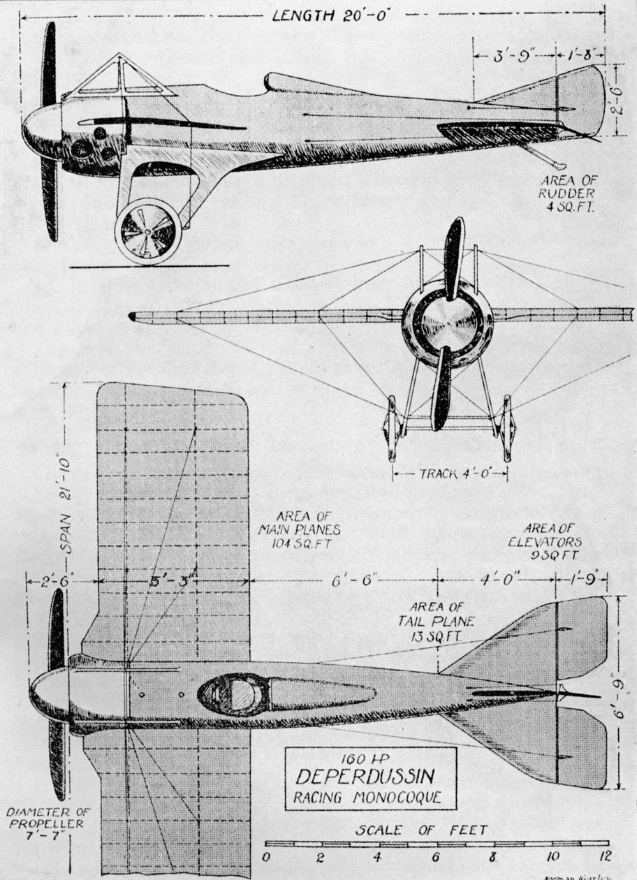 Sannsynligvis det raskeste flyet som eksisterte ved krigsutbruddet: Deperdussin Monoplane 160 av Flight Photo