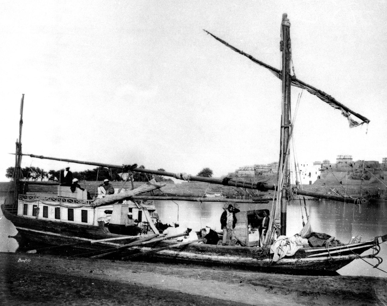 Båt på Nilen, Egypt, 1878 av Félix Bonfils