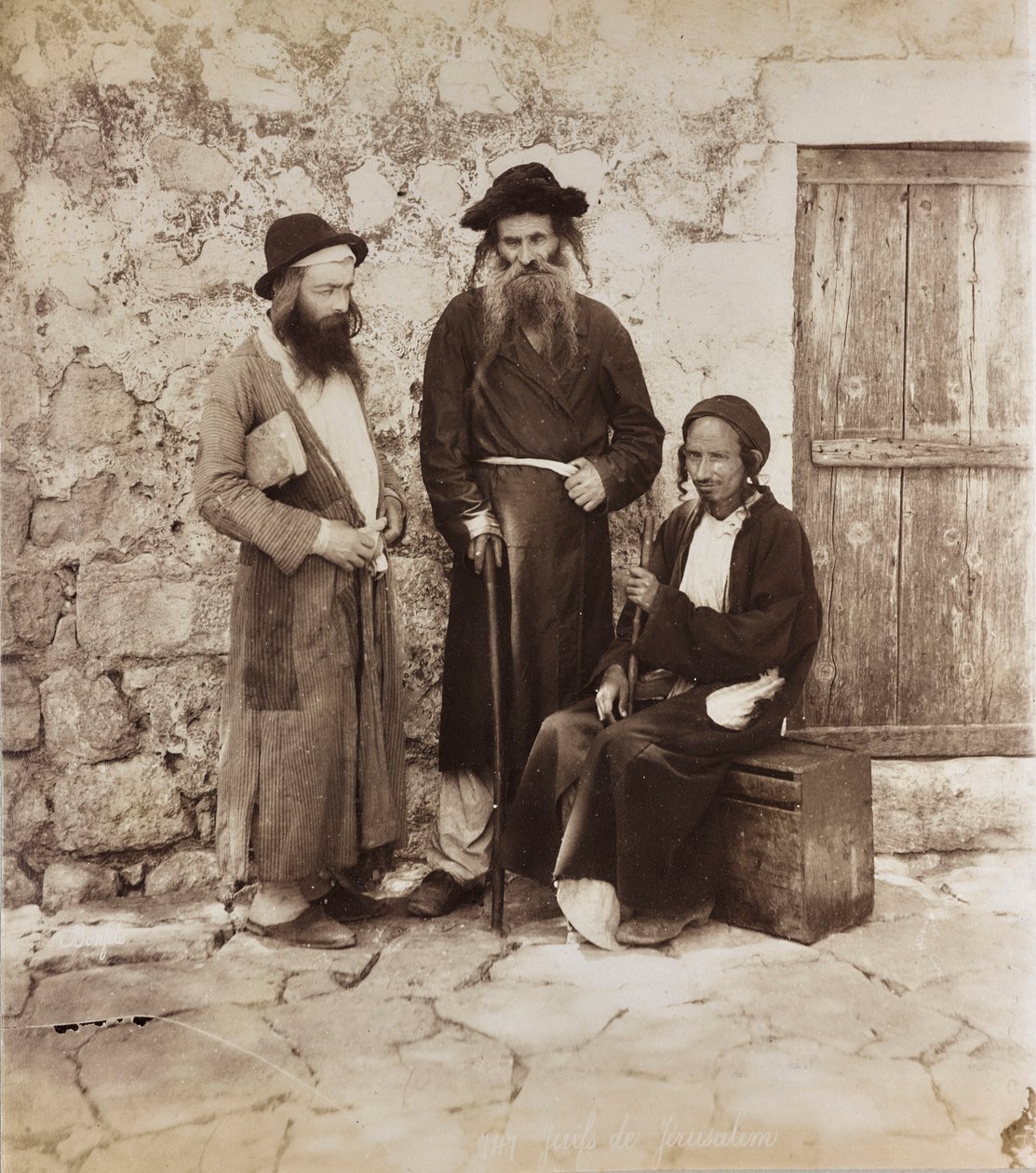 Portrett av tre jødiske menn i Jerusalem av Félix Bonfils