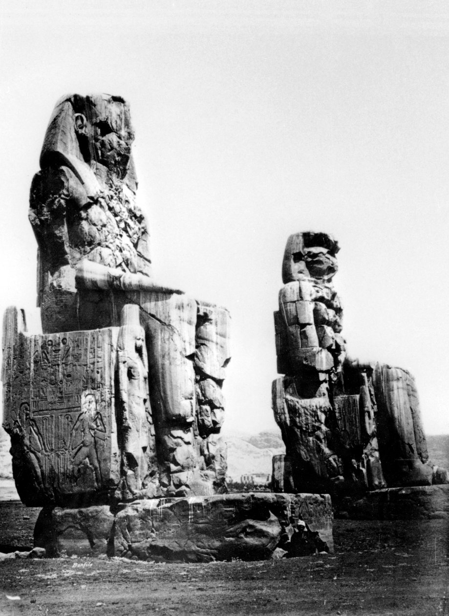 Kolossene av Memnon, Theben, Nubia, Egypt, 1878 av Félix Bonfils