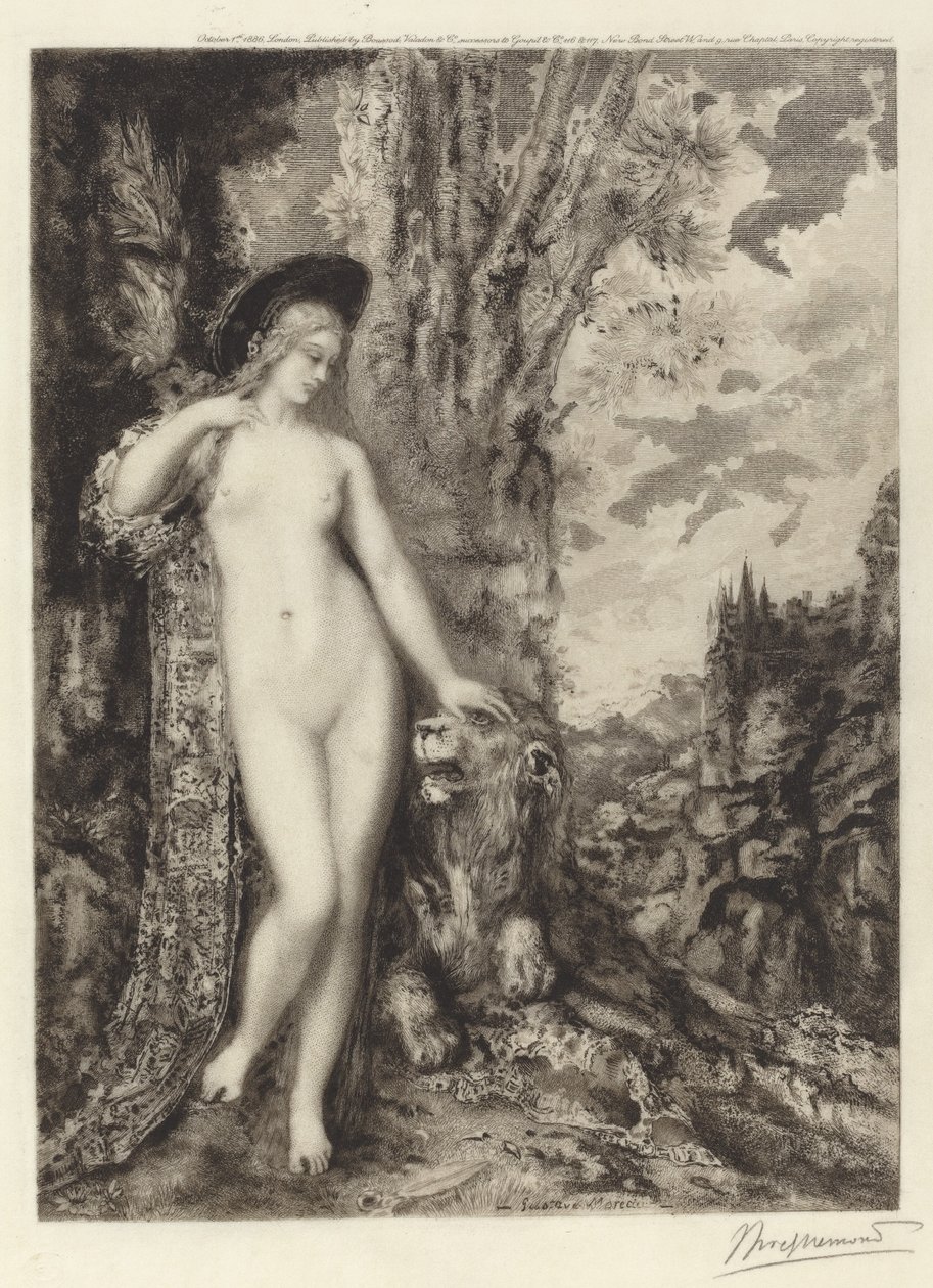 Den amorøse løven av Félix Bracquemond, after Gustave Moreau