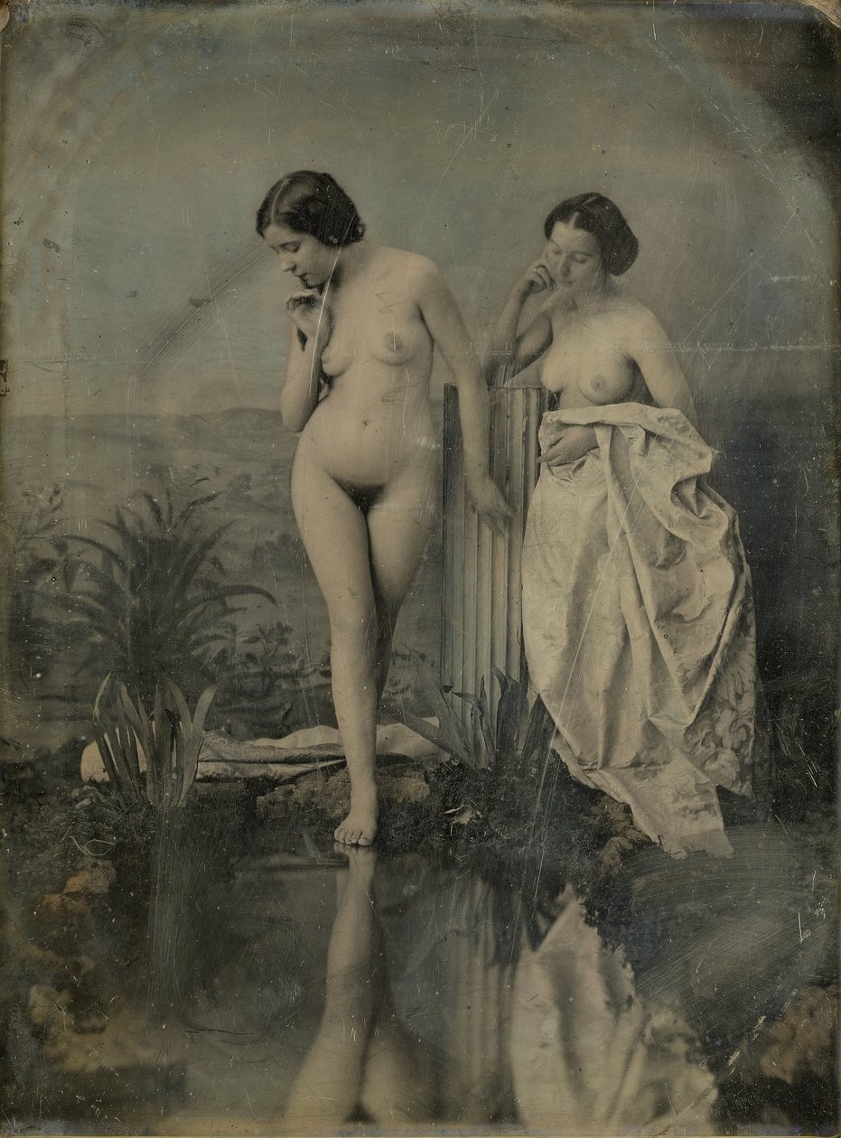 The Bathers - naken studie for en billedkomposisjon av Félix Jacques Moulin