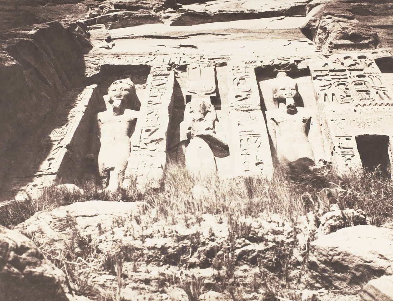 Abou-Sembil, Petit Spéos - Venstre side av fasaden, 1851-52, trykt 1853-54. av Félix Teynard