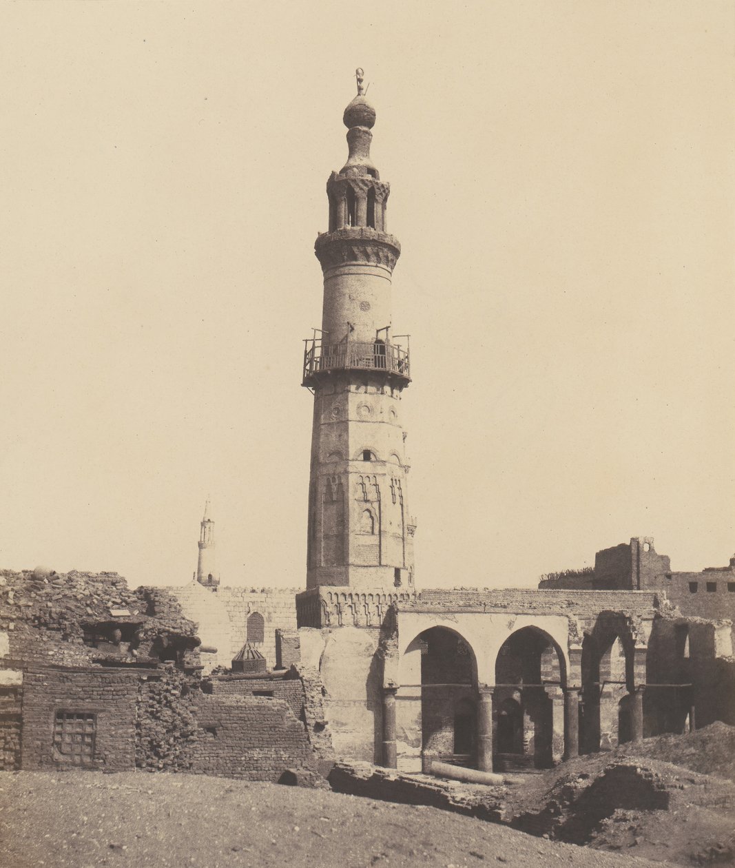 Djirdjeh, moske i ruiner på kanten av Nilen, 1851-52, trykt 1853-54. av Félix Teynard